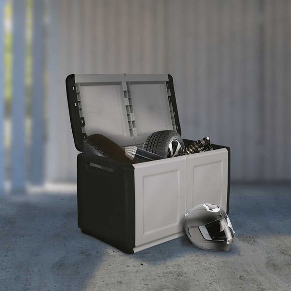 vidaXL Záhradný úložný box 96x53x57 cm 230 l sivo-čierny