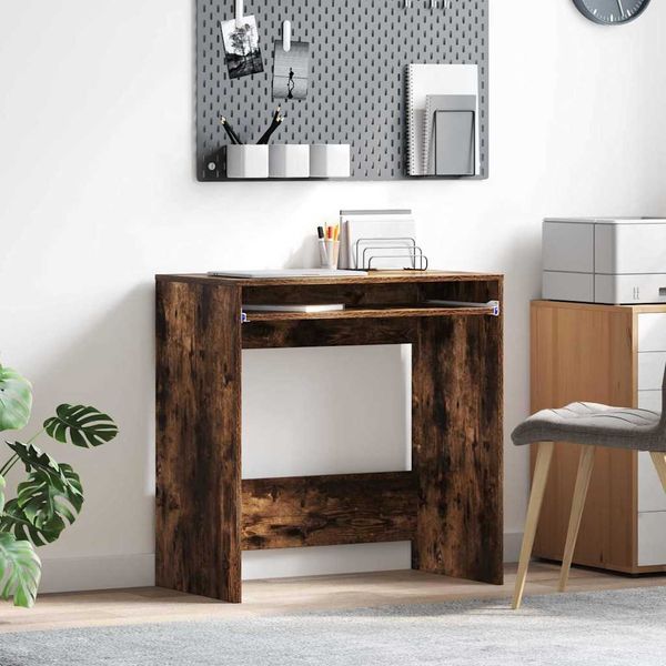 vidaXL Stôl so zásuvkou Dymová dub 77,5 x 43 x 79 cm Kompozitné drevo