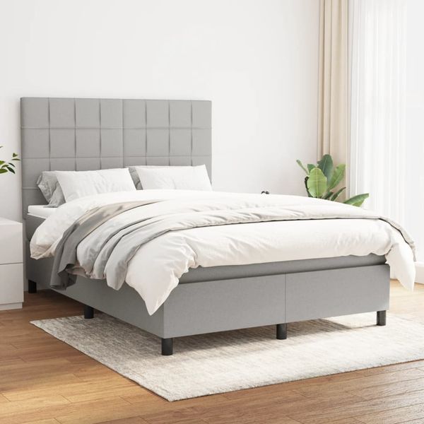 vidaXL Boxspring posteľ s matracom bledosivá 140x200 cm látka