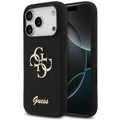 Puzdro Guess Silicone Big 4G Script pre iPhone 17 Pro čierne