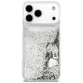 Puzdro Guess Liq. Glitter Charms pre iPhone 17 Pro Max strieborná