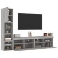 vidaXL 4-dielne TV nástenné skrinky s LED sivé sonoma kompozitné drevo