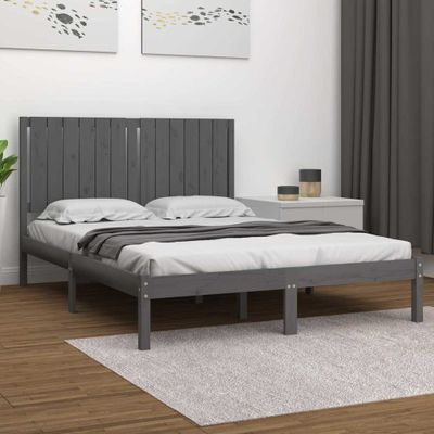 vidaXL Posteľný rám sivý borovicový masív 140x200 cm