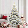 vidaXL Umelý vianočný stromček s 300 LED-i Biela 180 cm PE a PVC