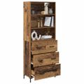 vidaXL Highboard Staré drevo 69,5 x 34 x 180 cm Kompozitné drevo