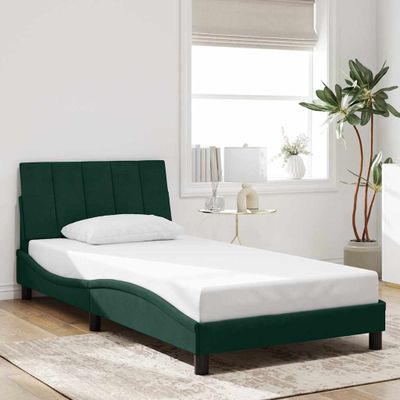 vidaXL Rám postele bez matraca Hanko tmavozelený 100x200 cm zamat
