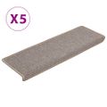 vidaXL Schodové rohože 5 ks 65x21x4 cm svetlohnedé s obdĺžnikovým okrajom