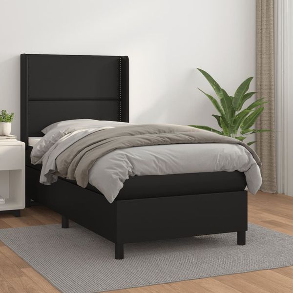 vidaXL Boxspring posteľ s matracom čierny 90x190 cm umelá koža