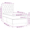 vidaXL Posteľný rám boxsping s matracom a LED ružový 80x200 cm zamat