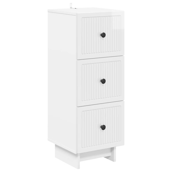 vidaXL Zásuvkový kabinet Biela s vysokým leskom 33 x 34,5 x 90 cm