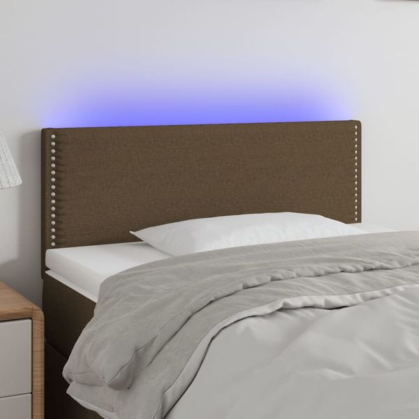 vidaXL Čelo postele s LED tmavohendé 90x5x78/88 cm látka