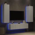 vidaXL 6-dielne TV nástenné skrinky s LED biele kompozitné drevo