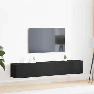 vidaXL Zostava TV skriniek Nástenný 2 pcs Čierny dub Kompozitné drevo