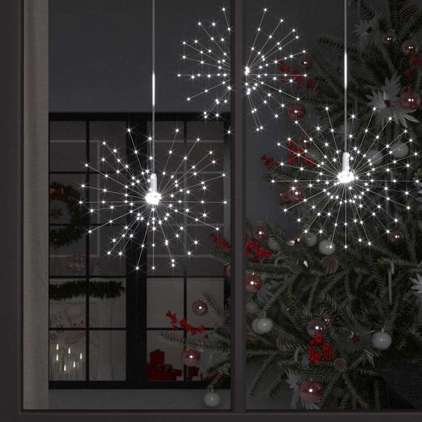 vidaXL Vonkajšie vianočné prskavky 10 ks, studená biela 20 cm, 140 LED