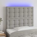 vidaXL Čelo postele s LED bledosivé 100x7x118/128 cm látka