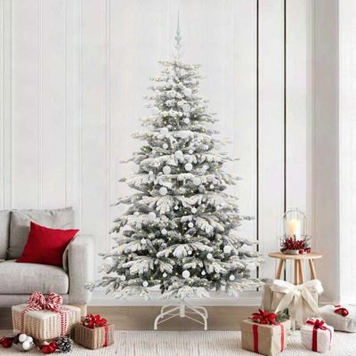vidaXL Umelý Sklápací Vianočný Stromček Biela 210 cm PE a PVC
