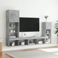 vidaXL 4-dielne TV nástenné skrinky s LED betónovo sivé kompozit.drevo