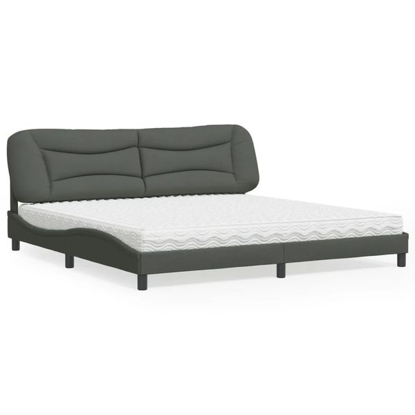 vidaXL Posteľ s matracom Hvar tmavosivá 200x200 cm látka