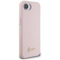 Puzdro Guess HC Silicone Script Metal Logo pre iPhone 16e Ružové