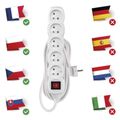 Predlžovací kabel EMOS P1513 / 3 m / 5 zásuviek / s vypínačom / biely / PVC / 1 mm2