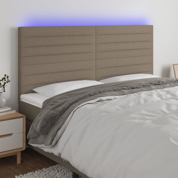 vidaXL Čelo postele s LED sivohnedé 160x5x118/128 cm látka