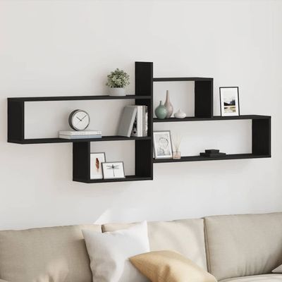 vidaXL Nástenná polica čierna dub 167,5x18x68 cm kompozitné drevo