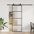vidaXL Posuvné dvere s kovaním čierne 76x205 cm ESG sklo