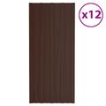 vidaXL Strešný panel 12 ks Hnedá 100 x 45 cm Pozinkovaná oceľ