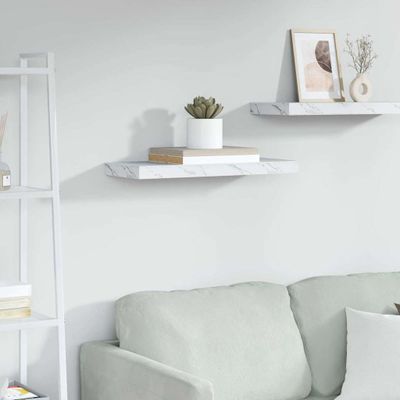 vidaXL Stenná polica Biely mramor 60 x 23 x 4 cm Kompozitné drevo