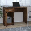 vidaXL Stolík, zásuvka a skrinka dymový dub 100x40x73 cm sprac. drevo