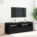 vidaXL TV skrinka s LED svetlami, čierny dub 120x35x40 cm, umelé drevo