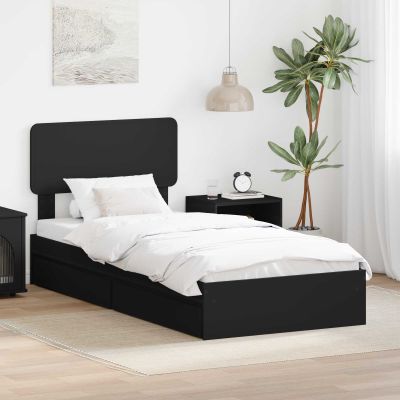 vidaXL Úložná posteľ so zásuvkou Čierna 90 x 190 cm Kompozitné drevo