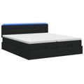 vidaXL Ottoman posteľ s matracom a LED Čierna 160 x 200 cm Látka