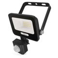 LED reflektor GLARO s pohybovým čidlom, 10 W, čierny, IP54, 1000 lm, neutrálna biela