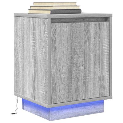 vidaXL nočná skrinka s LED osvetlením sivá Sonoma 38x34x50 cm
