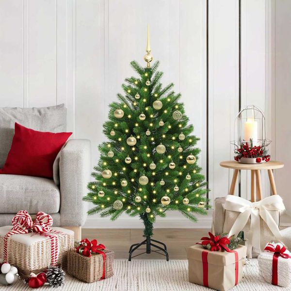 vidaXL Vianočný stromček s 150 LED-i so stojanom Zelená 120 cm PE
