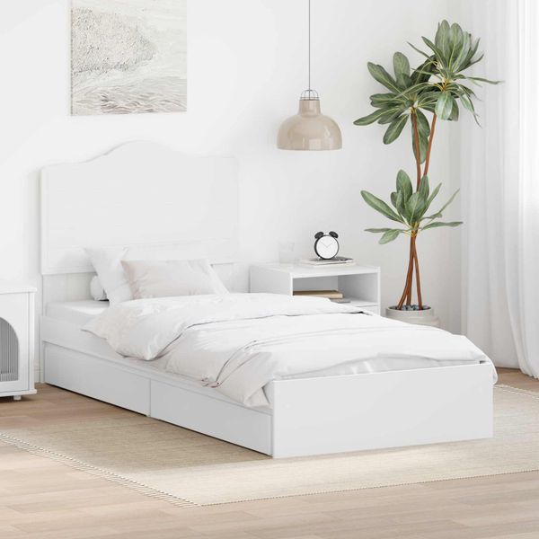 vidaXL Úložná posteľ so zásuvkou Biela 90 x 190 cm Kompozitné drevo
