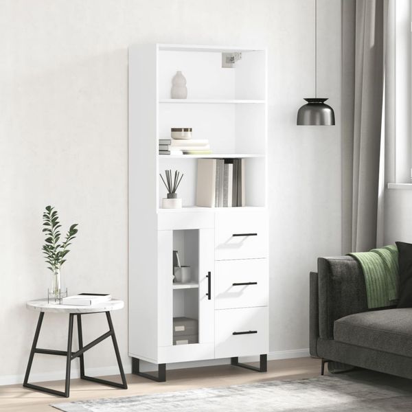 vidaXL Vysoká skrinka biela 69,5x34x180 cm spracované drevo