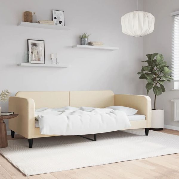 vidaXL Denná posteľ krémová 100x200 cm látka