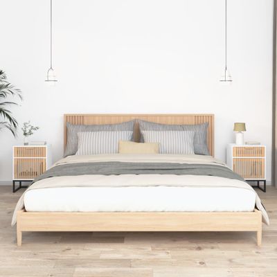 vidaXL Nočné stolíky 2 ks biele 40x30x55,5cm kompozitné drevo a železo