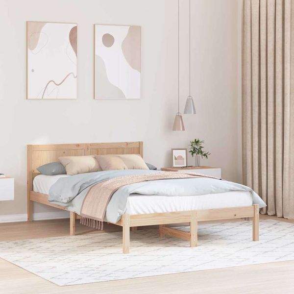 vidaXL Rám postele Hnedá 135 x 190 cm Borovicový masív