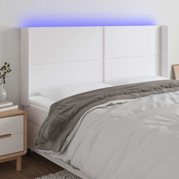 VidaXL Čelo postele biele 163x16x118/128 cm umelá koža