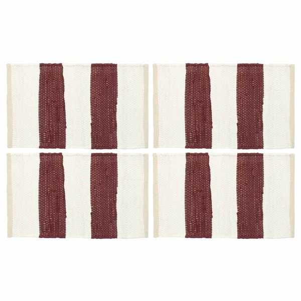 vidaXL Prestierania 4 ks chindi prúžkované vínové a biele 30x45 cm