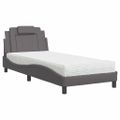 vidaXL Posteľ Viana s matracom sivá 90x200 cm umelá koža