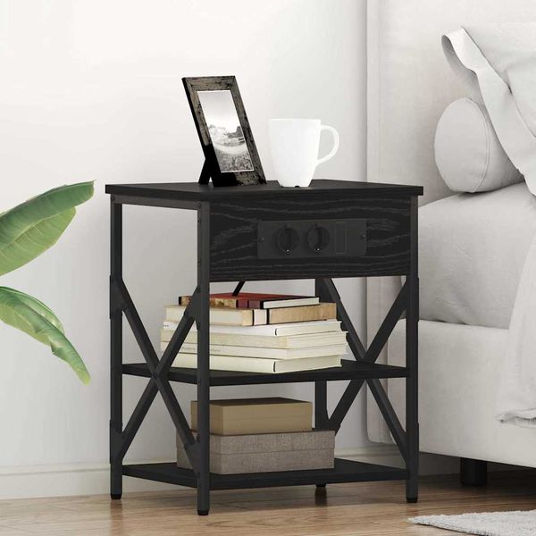 vidaXL Nočný stolík Čierny dub 41 x 31 x 51 cm Kompozitné drevo