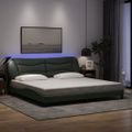 vidaXL Rám postele s LED bez matraca Hvar tmavosivá 200x200 cm látka