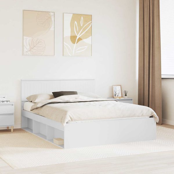 vidaXL Rám postele Biela 150 x 200 cm Masívne borovicové drevo