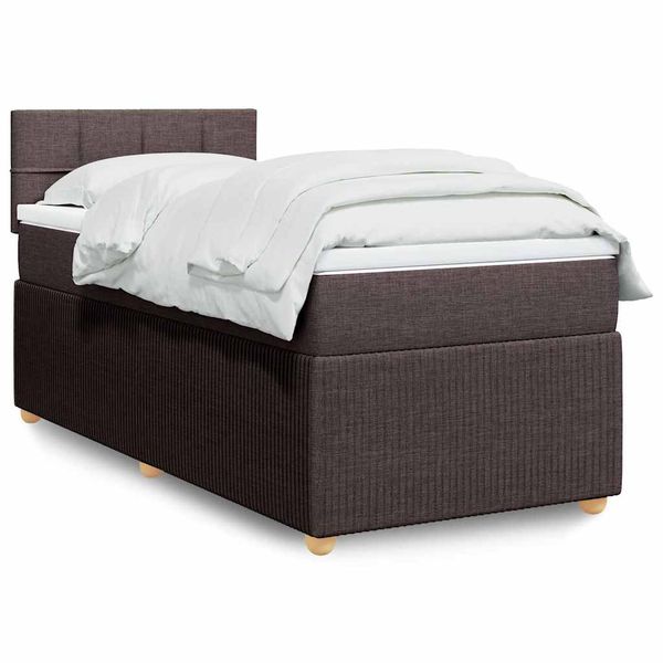 vidaXL Posteľný rám boxsping s matracom hnedý 90x200 cm látka