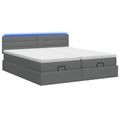 vidaXL Ottoman posteľ s matracom a LED Tmavosivá 200 x 200 cm Látka