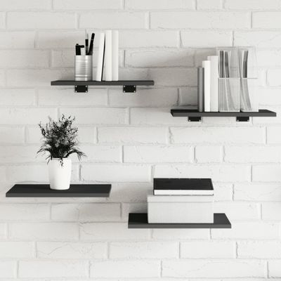 vidaXL Prídavné police 4 ks, sivé 40x30x1,5 cm, drevotrieska